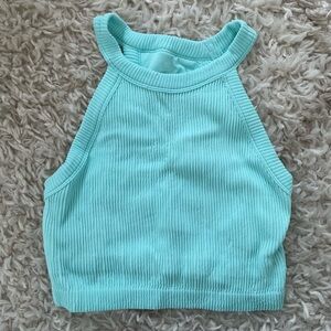 Aerie Aqua Ribbed Crop Top